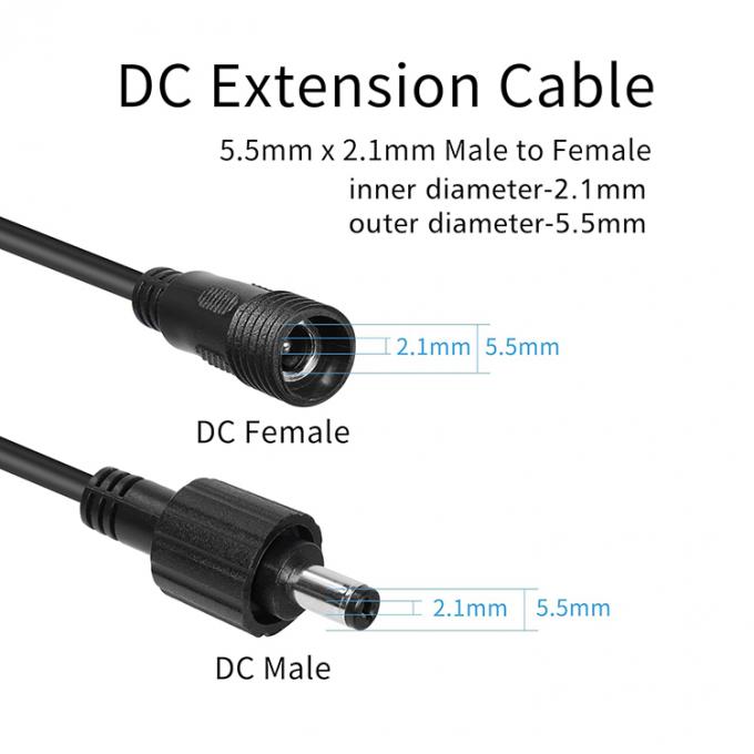 Αδιάβροχο ανδρικό σε θηλυκό DC Jack 5.5x2.1mm 5.5x2.5mm 3.5x1.35mm Καλώδιο επέκτασης ισχύος για φως LED 3