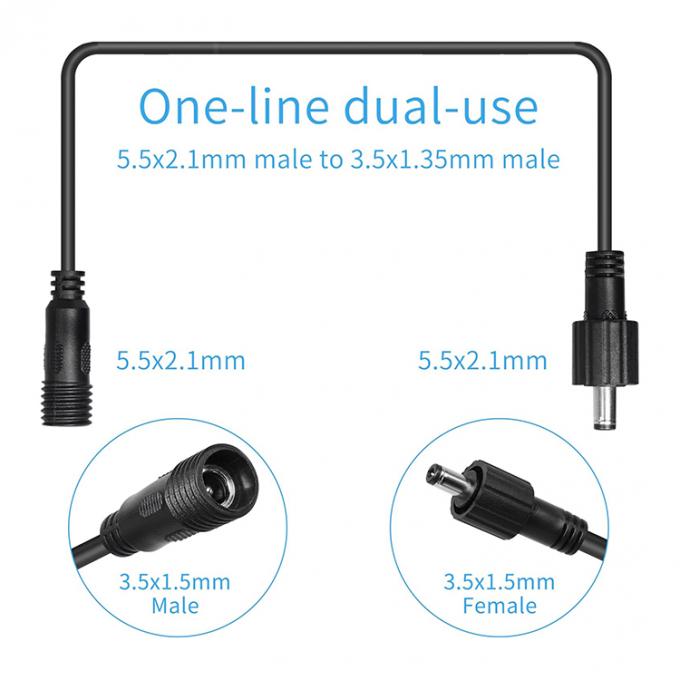 Αδιάβροχο ανδρικό σε θηλυκό DC Jack 5.5x2.1mm 5.5x2.5mm 3.5x1.35mm Καλώδιο επέκτασης ισχύος για φως LED 2
