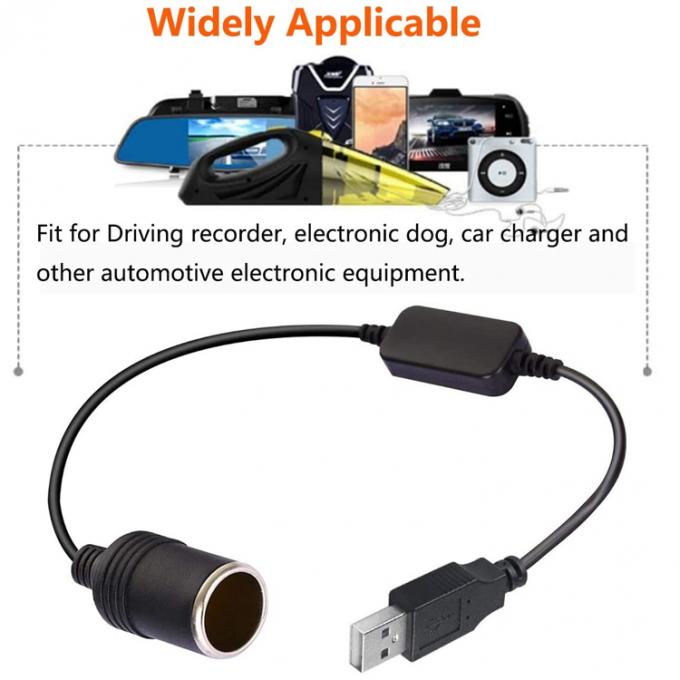 USB A αρσενικό σε 12v Συσκευή αναπτήρα τσιγάρων αυτοκινήτου Συσκευή θηλυκό καλώδιο μετατροπής ισχύος 4