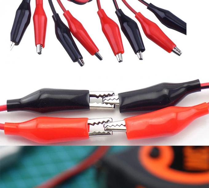12v διπλό άκρο μαύρο κόκκινο ηλεκτρική δοκιμή οδηγεί Jumper Wire Αλιγάτορα κροκόδειλος Clips καλώδιο 2