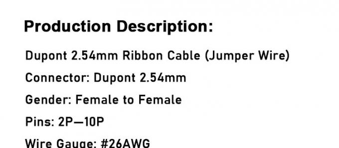 2p 3p 4p 5p 6p 7p 8p 9p 10p Γυναίκα προς γυναίκα 2.54mm Dupont Connector Ribbon Jumper Wire 0