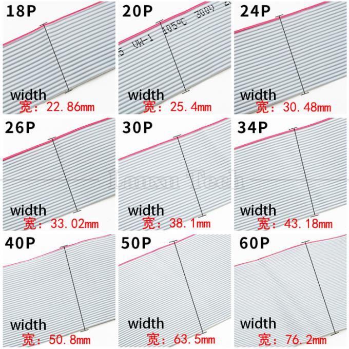 IDC 2.54mm Connector 8 10 12 14 16 18 20 30 40 50 60 PIN 1.27mm Pitch Grey Flat Ribbon Καλώδιο 3
