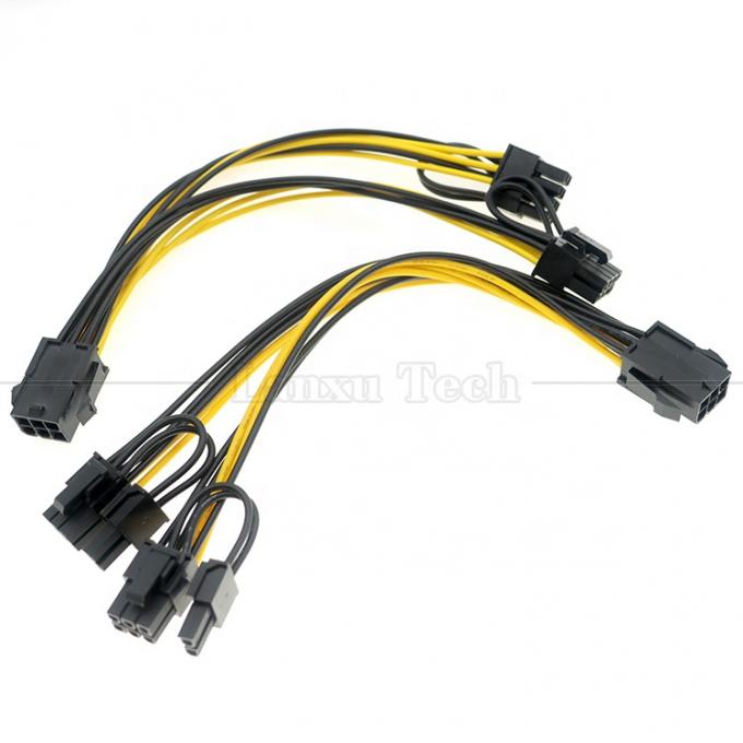 18AWG Pure Cooper Splitter 6 PIN θηλυκό σε διπλό 8 PIN 6+2 αρσενικό καλώδιο PCI Express PCIe για κάρτες γραφικών GPU 0