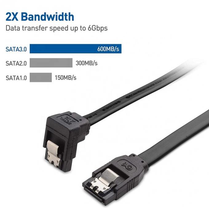 Υψηλής ταχύτητας 6Gbps κλειδαριά κλειδαριά δεξιά γωνία Sata III 3.0 καλώδιο επέκτασης ισχύος για σκληρό δίσκο 2