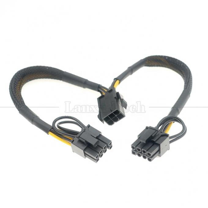 18AWG Pure Cooper Y Splitter 6 Pin σε διπλό 8 Pin 6+2 PCI Express Power Adapter επέκταση καλώδιο PCIe για GPU 0