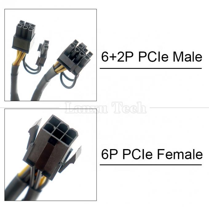18AWG Pure Cooper Y Splitter 6 Pin σε διπλό 8 Pin 6+2 PCI Express Power Adapter επέκταση καλώδιο PCIe για GPU 1