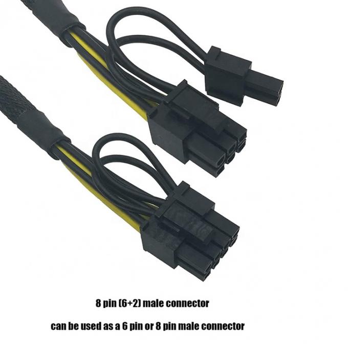 GPU 6 PIN Γυναίκα σε διπλή 8 PIN Άντρας 18AWG PCI Express Μητρική Πίνακα Ηλεκτρική τροφοδοσία Αναπροσαρμοστής PCIe Riser 3.0 Καλώδιο επέκτασης 2