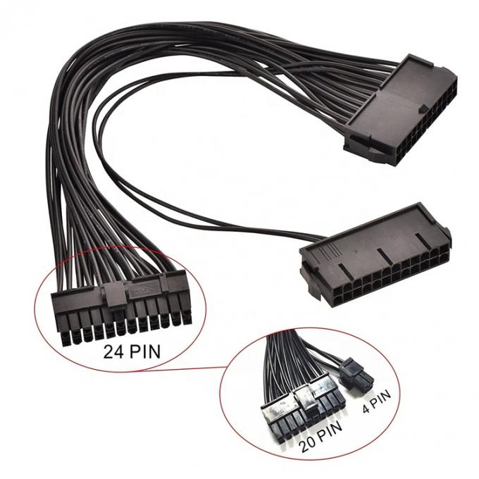 PSU 24 PIN θηλυκό σε διπλό 20 4 24 PIN αρσενικό ATX εξορυκτικής μητρικής πλακέτας καλώδιο επέκτασης 0