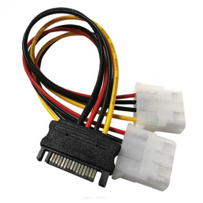 Sata 15 Pin αρσενικό σε διπλό Molex 4 Pin Lp4 IDE θηλυκό σκληρό δίσκο ισχύος Y προσαρμογέα καλώδιο μετατροπέα για HDD SSD 4