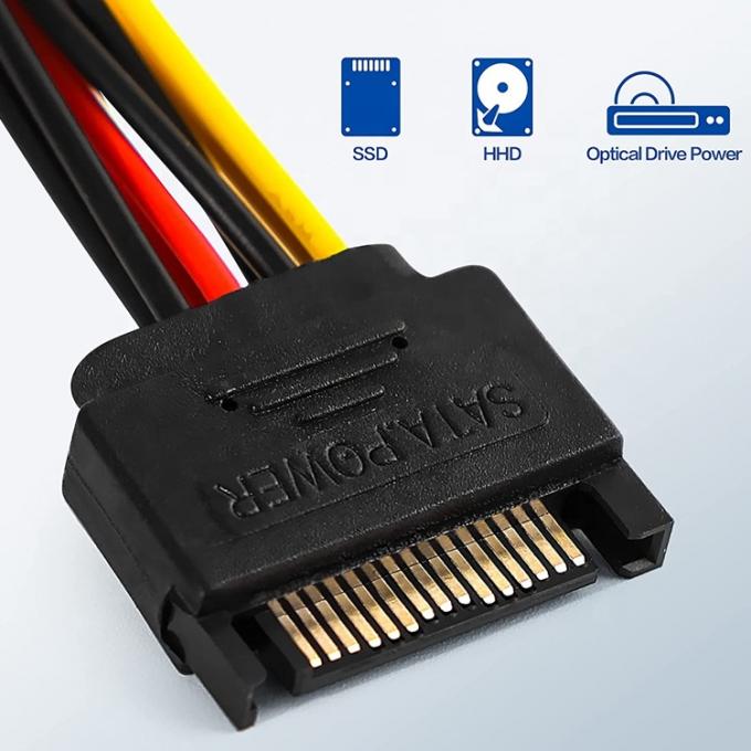 Sata 15 Pin αρσενικό σε διπλό Molex 4 Pin Lp4 IDE θηλυκό σκληρό δίσκο ισχύος Y προσαρμογέα καλώδιο μετατροπέα για HDD SSD 2
