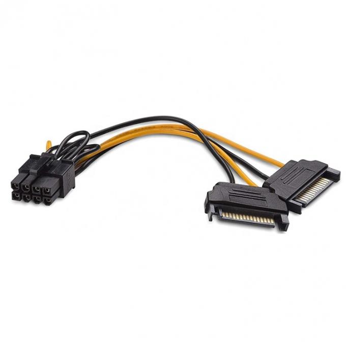 Χωρισμός 8 Pin PCIe Express αρσενικό σε διπλό 15 pin Sata Power Adapter ATX καλώδιο 1