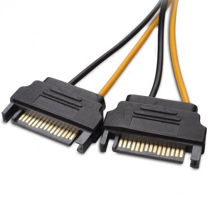 Χωρισμός 8 Pin PCIe Express αρσενικό σε διπλό 15 pin Sata Power Adapter ATX καλώδιο 3