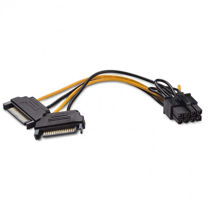 Χωρισμός 8 Pin PCIe Express αρσενικό σε διπλό 15 pin Sata Power Adapter ATX καλώδιο 5