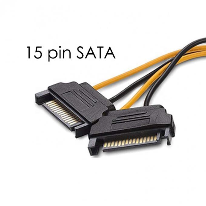 Χωρισμός 8 Pin PCIe Express αρσενικό σε διπλό 15 pin Sata Power Adapter ATX καλώδιο 4