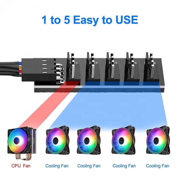 1 έως 5 τρόποι 4 Pin Splitter PWM PC Fan Hub Καλώδιο παροχής ρεύματος για ATX Υποθήκη υπολογιστή 4 Pin και 3 Pin ψυκτικοί ανεμιστήρες 2