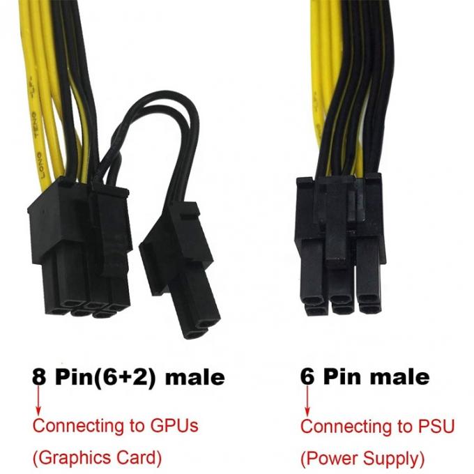 PCIE 6 Pin έως 8 Pin GPU ATX Βίντεο κάρτα γραφικών PCIE PCI Express καλώδιο τροφοδοσίας 1
