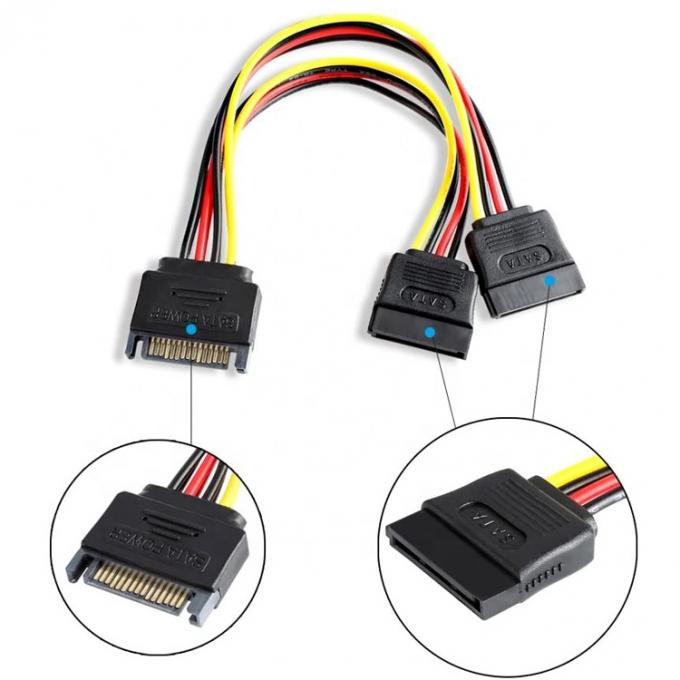 Άντρας σε θηλυκό δεδομένα Sata 15 Pin Power Y Splitter Cable για υπολογιστή HDD SSD PC Case 2