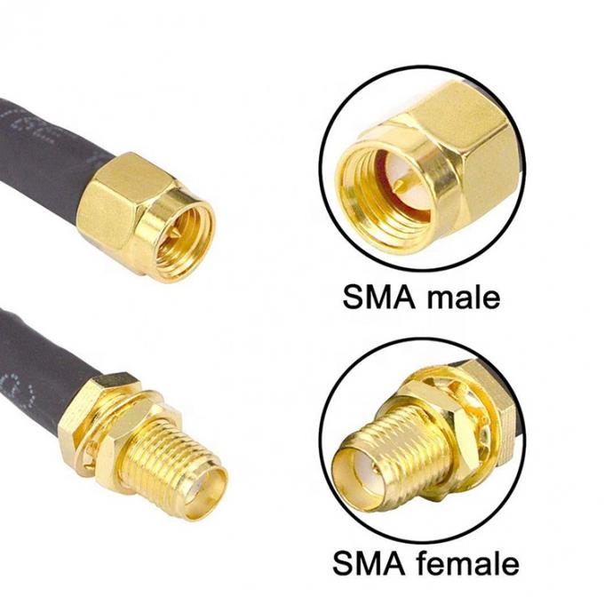 Άντρας προς θηλυκό RG174 RG178 RG316 RG58 Συγκρότημα RF Jumper Antenna Coaxial Cable 1