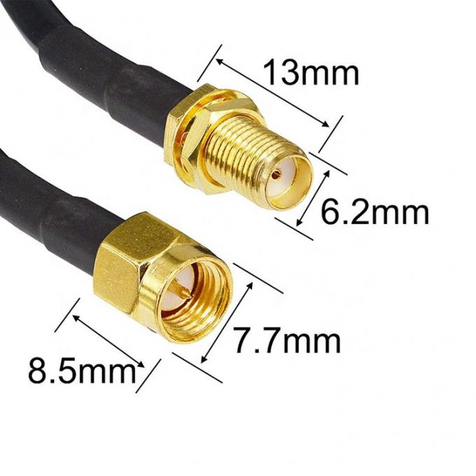 Άντρας προς θηλυκό RG174 RG178 RG316 RG58 Συγκρότημα RF Jumper Antenna Coaxial Cable 2