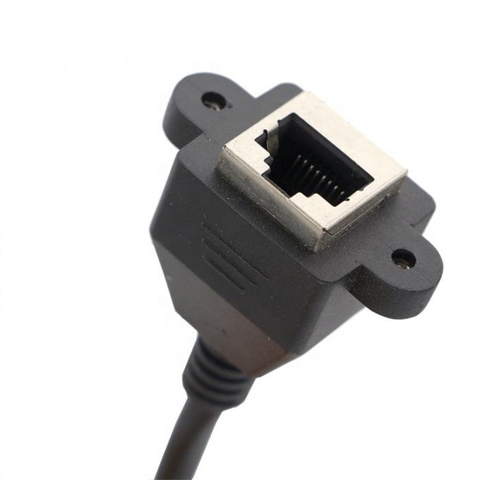 Προσαρμοσμένο καλώδιο επέκτασης 6FT Screw Locking Stud Network Ethernet Female Socket RJ45 Panel Mount 4