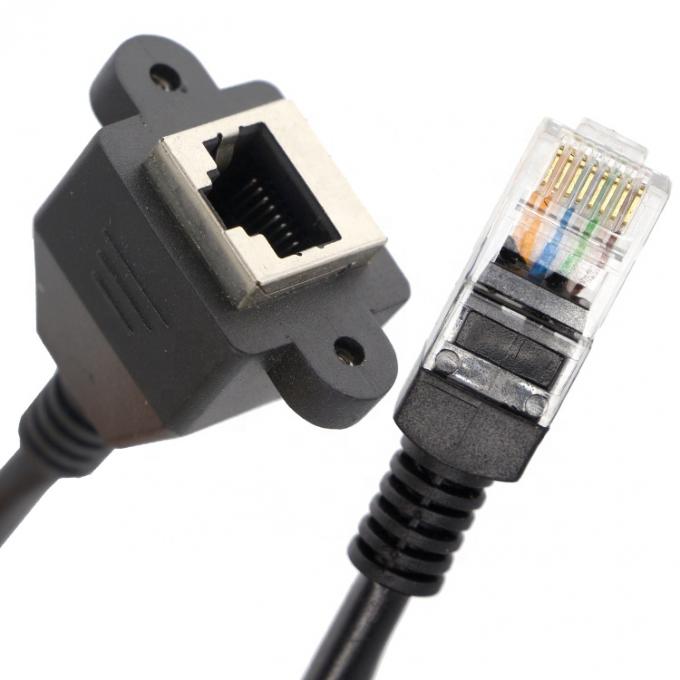 Προσαρμοσμένο καλώδιο επέκτασης 6FT Screw Locking Stud Network Ethernet Female Socket RJ45 Panel Mount 3