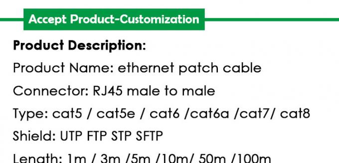 OEM Υψηλής ποιότητας Pure Cooper Shield FTP UTP STP SFTP Cat5 Cat5e Cat6 Cat6a Cat7 Cat8 RJ45 Ethernet Patch Lan Δικτυακό Καλώδιο 0