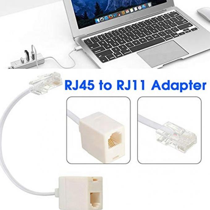 Ethernet RJ45 8P8C αρσενικό προς τηλέφωνο RJ11 4P4C θηλυκό Socket ADSL Connector Converter 5