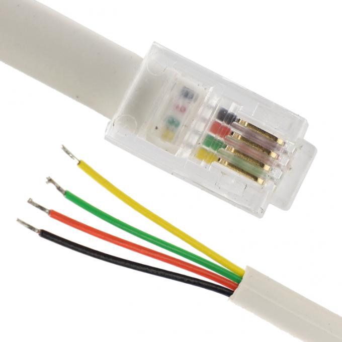 Προσαρμοσμένο 1m 2m 3m RJ9 RJ11 αρσενικό 4p4c σε απογυμνωμένο καλωδίου ανοιχτού αέρα καλώδιο 0