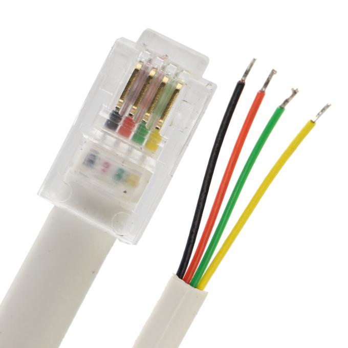 Προσαρμοσμένο 1m 2m 3m RJ9 RJ11 αρσενικό 4p4c σε απογυμνωμένο καλωδίου ανοιχτού αέρα καλώδιο 1