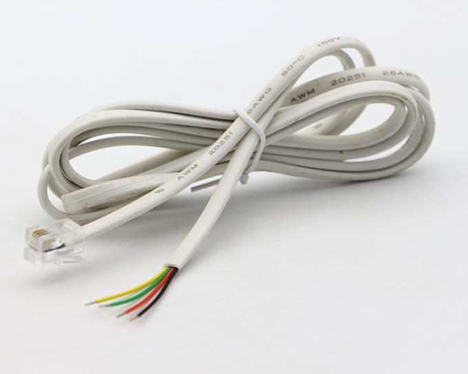 Προσαρμοσμένο 1m 2m 3m RJ9 RJ11 αρσενικό 4p4c σε απογυμνωμένο καλωδίου ανοιχτού αέρα καλώδιο 3