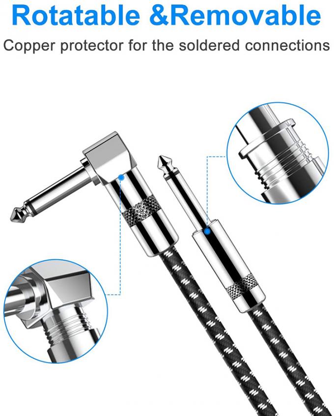 OEM 3M 1/4 ίντσες 6.3mm TS Jack Right Angle Μουσικό όργανο μπάσο ενισχυτής Πεντάλ κιθάρα Patch καλώδιο 3