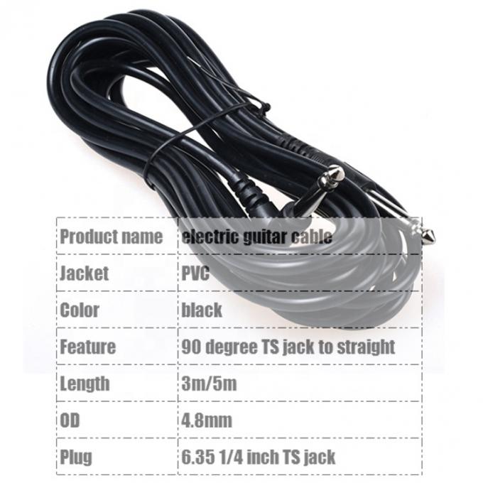 Προσαρμογή 10FT 90 μοίρες προς ευθεία 1/4 6.35mm TS Jack Instrument Patch Guitar Cable 1