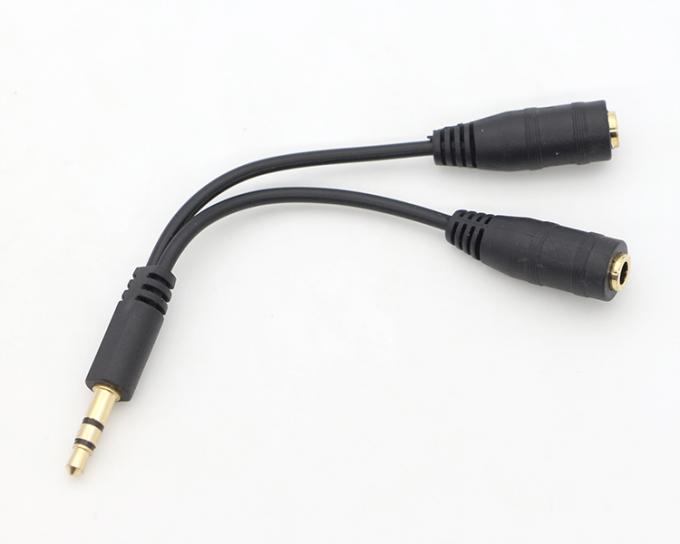 1 Άντρας προς 2 Γυναίκες 3.5mm Στερεο Jack ακουστικά Ακουστικό Y καλώδιο διαίρεσης 4