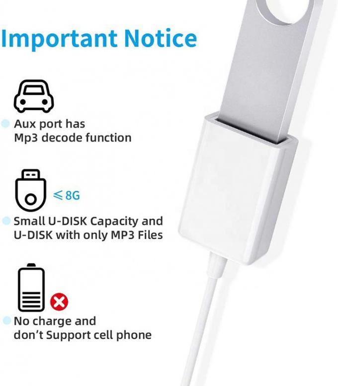 USB 2.0 θηλυκό σε 3,5mm Jack 3 πόλους AUX μετατροπέας προσαρμογέα για ομιλητή αυτοκινήτου 2
