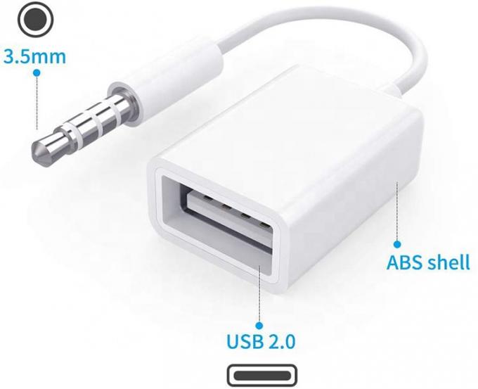 USB 2.0 θηλυκό σε 3,5mm Jack 3 πόλους AUX μετατροπέας προσαρμογέα για ομιλητή αυτοκινήτου 4