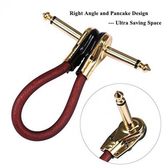 1/4 ίντσες Χρυσή δεξιά γωνία Mono TS Jack Instrument Cord Guitar Patch Cable 4