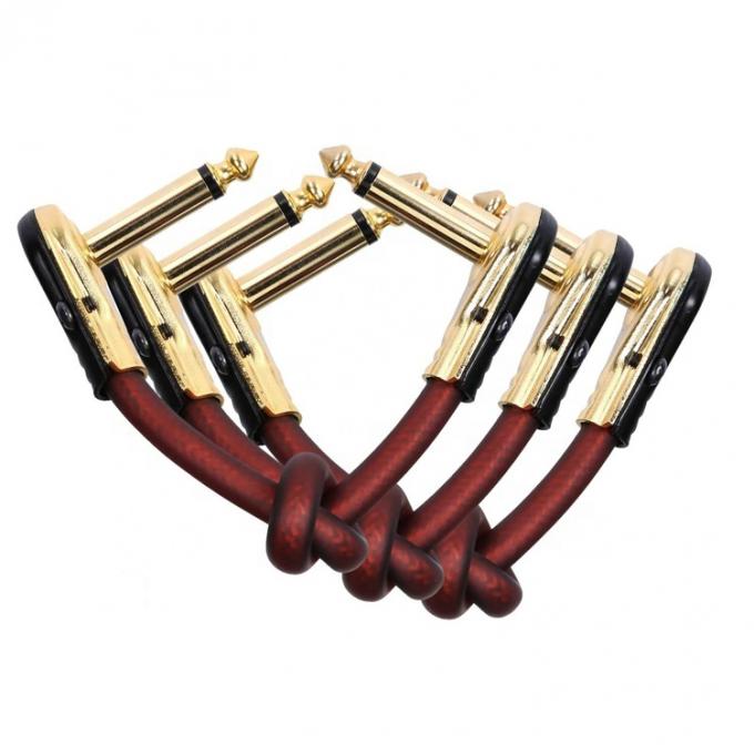 1/4 ίντσες Χρυσή δεξιά γωνία Mono TS Jack Instrument Cord Guitar Patch Cable 3