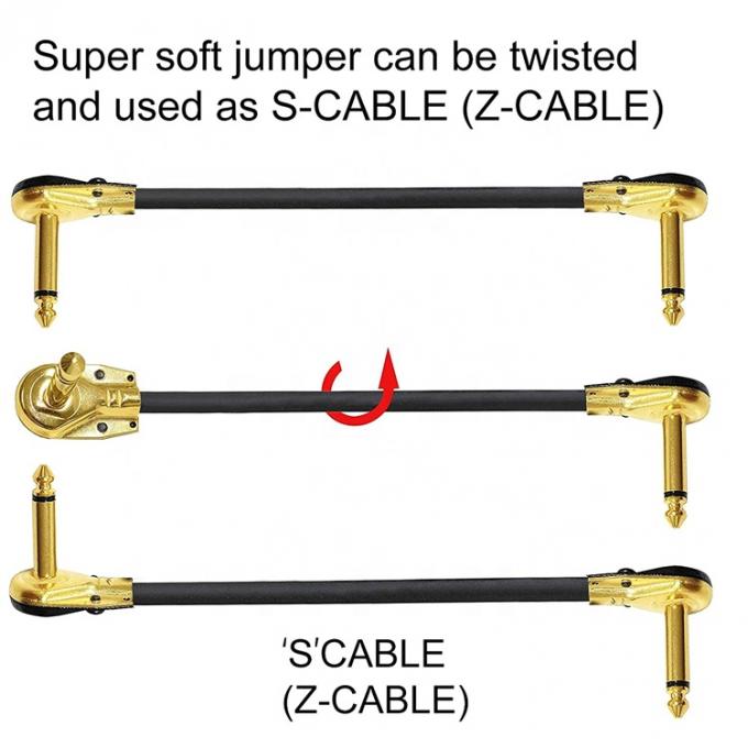 1/4 ίντσες Χρυσή δεξιά γωνία Mono TS Jack Instrument Cord Guitar Patch Cable 5