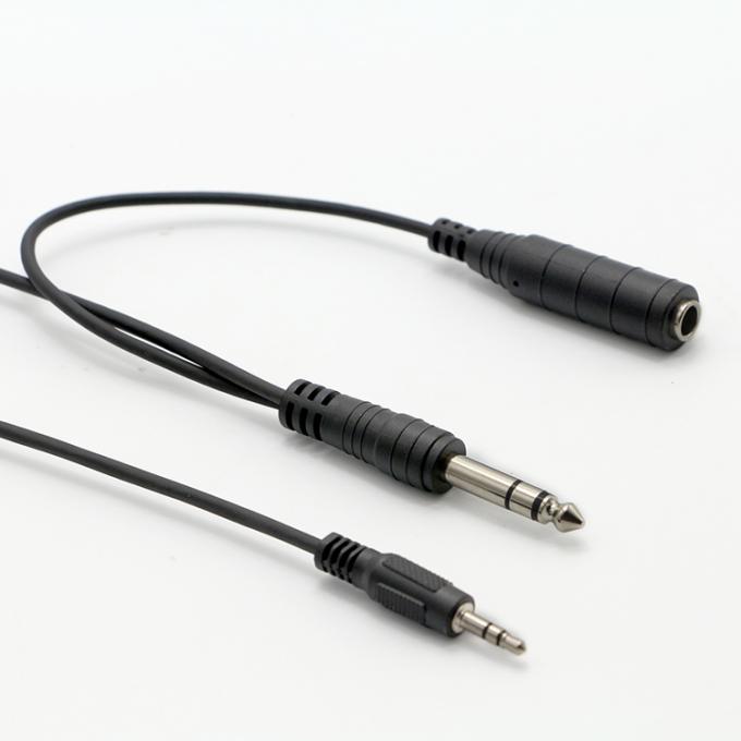 Y Splitter αρσενικό προς θηλυκό 6.35mm 3.5mm TRS μικρόφωνο στερεοφωνικό καλώδιο 6