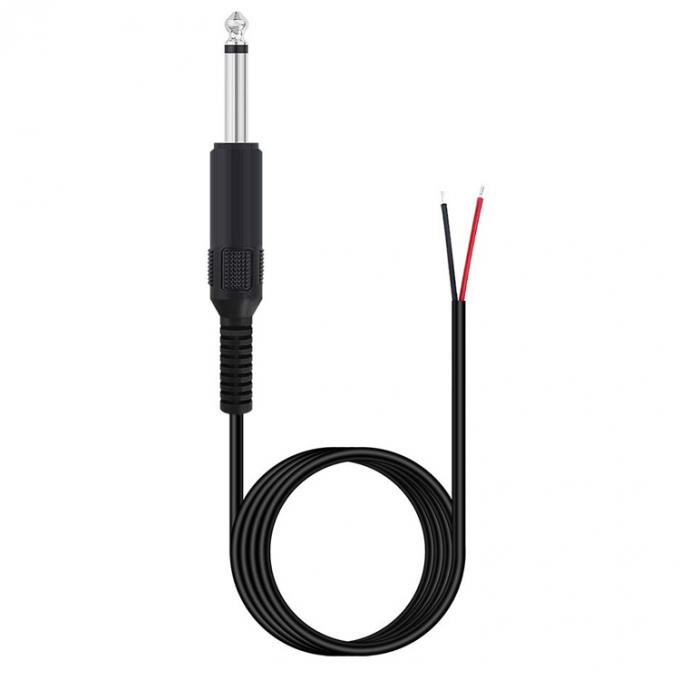 6.35mm 1/4 ιντσών TS 2 πλεονασματάκια Jack Mono αρσενικό ακουστικό πλέγμα για γυμνό σύρμα ανοικτό καλώδιο για μικρόφωνο 0