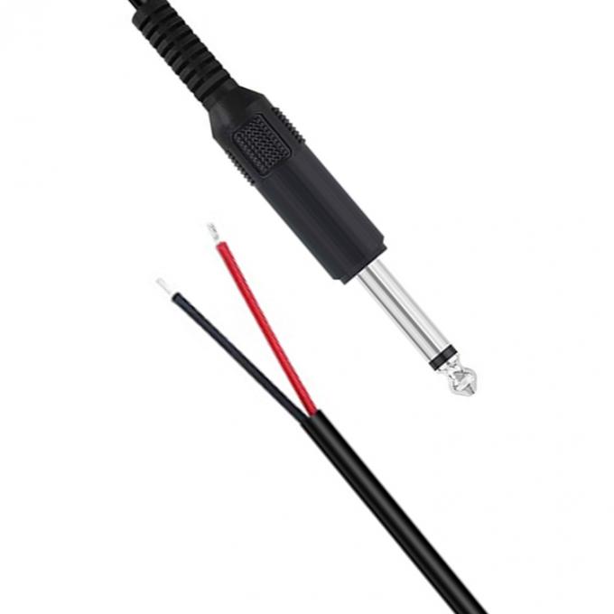 6.35mm 1/4 ιντσών TS 2 πλεονασματάκια Jack Mono αρσενικό ακουστικό πλέγμα για γυμνό σύρμα ανοικτό καλώδιο για μικρόφωνο 1