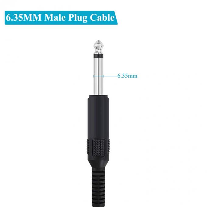 6.35mm 1/4 ιντσών TS 2 πλεονασματάκια Jack Mono αρσενικό ακουστικό πλέγμα για γυμνό σύρμα ανοικτό καλώδιο για μικρόφωνο 3