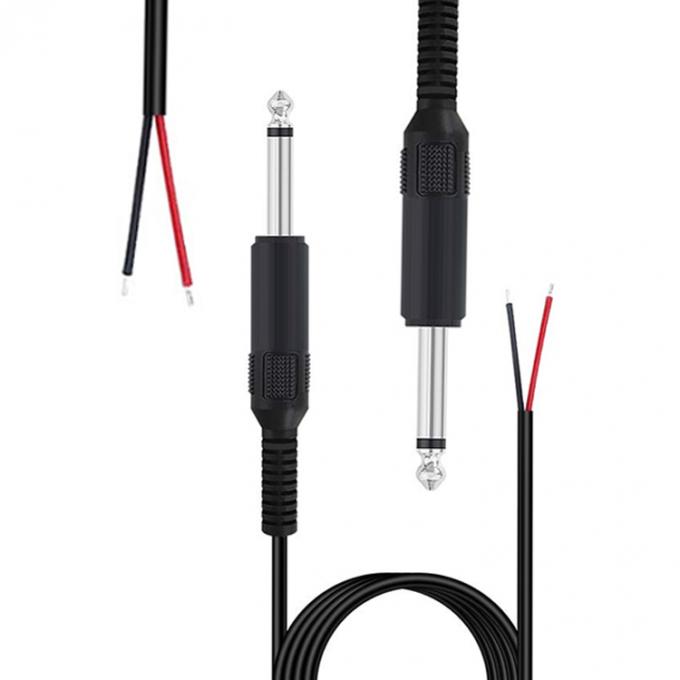 6.35mm 1/4 ιντσών TS 2 πλεονασματάκια Jack Mono αρσενικό ακουστικό πλέγμα για γυμνό σύρμα ανοικτό καλώδιο για μικρόφωνο 4