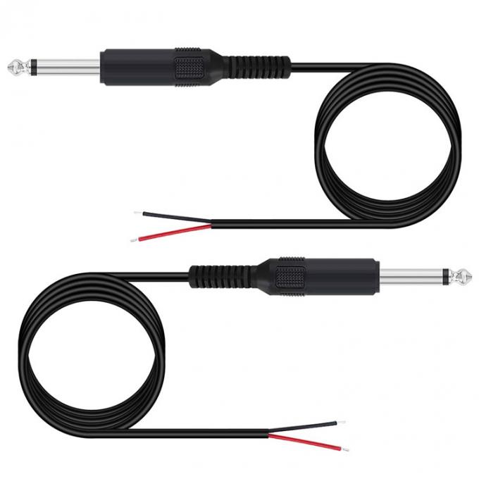 6.35mm 1/4 ιντσών TS 2 πλεονασματάκια Jack Mono αρσενικό ακουστικό πλέγμα για γυμνό σύρμα ανοικτό καλώδιο για μικρόφωνο 5