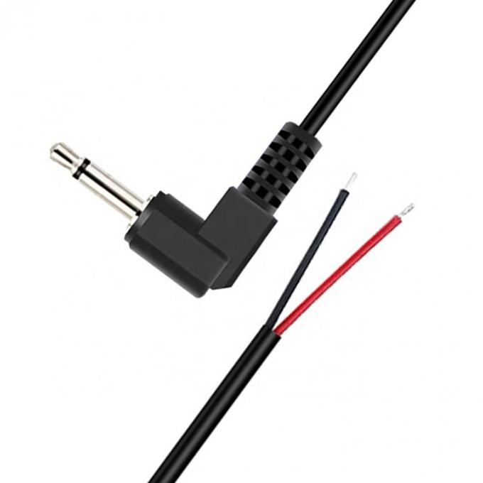 90 μοίρες δεξιά γωνία 2 πόλοι TS 3.5mm στερεοφωνική θήκη με απογυμνωμένη κορυφή καλωδίου 2