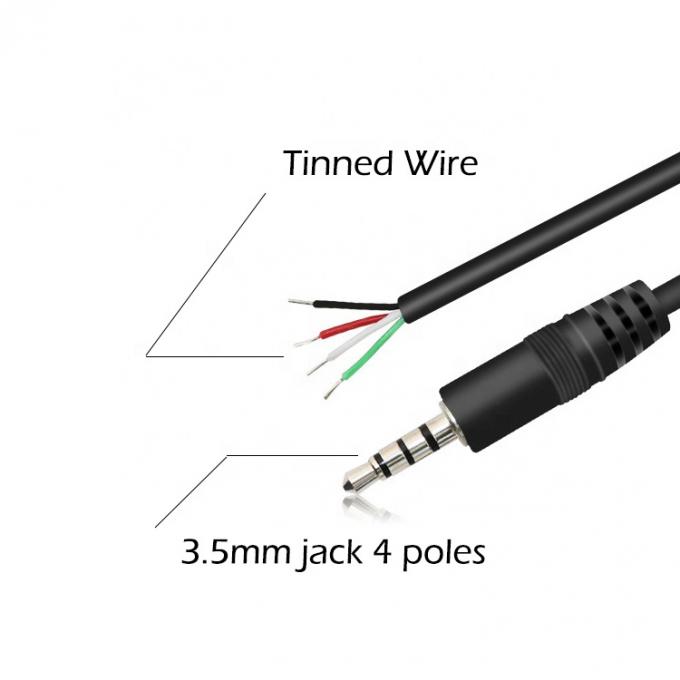 Προσαρμοσμένο 4 πόλους TRRS 3.5mm στερεοφωνικό jack με απογυμνωμένο pigtail καλωδιωμένο γυμνό καλώδιο 1