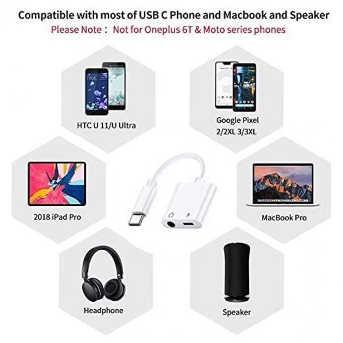 2 σε 1 USB C με jack 3,5mm AUX ακουστικά ακουστικά ακουστικό ντόνγκλ Αναπροσαρμοστής για Samsung Note goole pixel 4 4XL 3 3XL 2 2XL 5