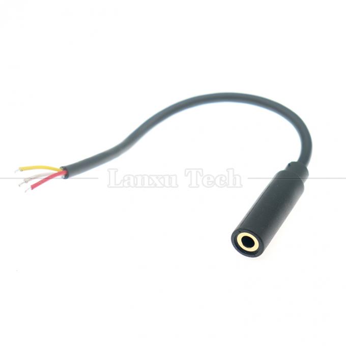 Χρυσό επιχρυσωμένο 3.5mm TRS 3 Ploes Shield Audio Jack Γυναικείο έως κασσίτερο γυμνά καλώδια Ανοιχτό καλώδιο 0
