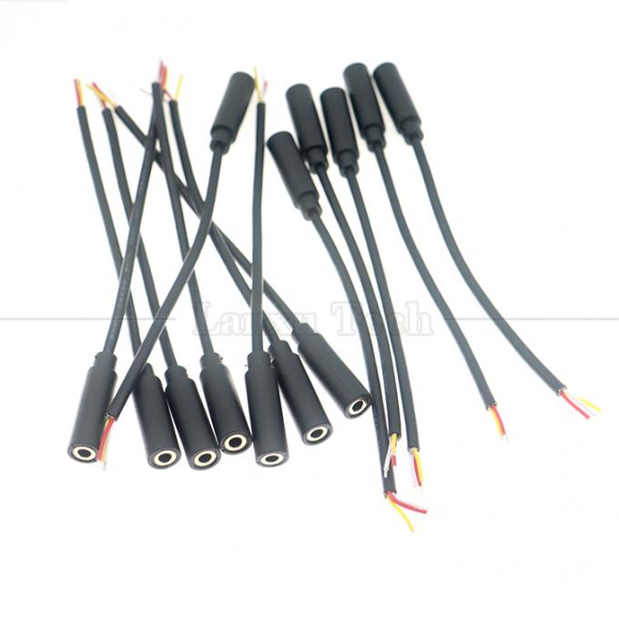 Χρυσό επιχρυσωμένο 3.5mm TRS 3 Ploes Shield Audio Jack Γυναικείο έως κασσίτερο γυμνά καλώδια Ανοιχτό καλώδιο 5