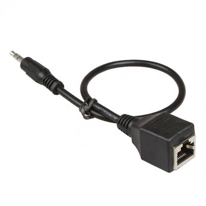 3.5mm Stereo Audio Jack σε RJ45 Female Socket Ethernet Extender Cable 2